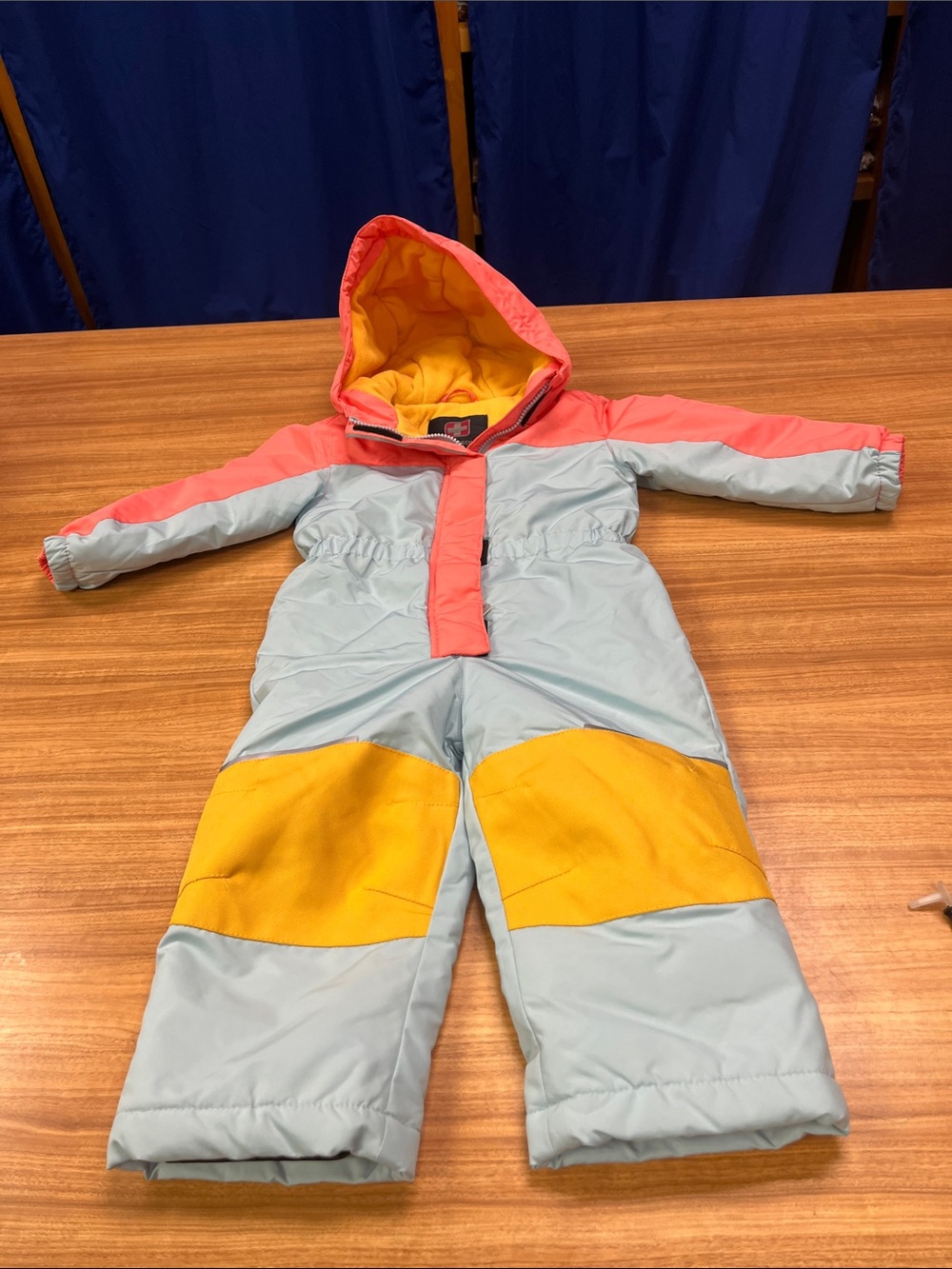Swiss Tech Colorblock Kids Insulated Snowsuit in Light Blue, Coral & Yellow